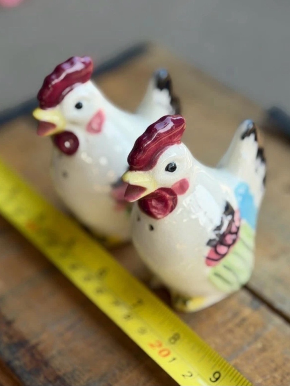 Vintage Japan Chicken Hen Salt & Pepper Shakers Pair Hand Painted